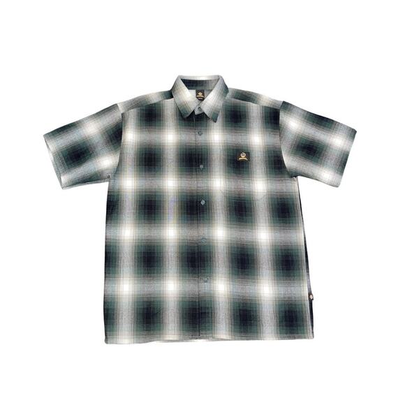 Lowrider Short Sleeve Black Plaid Button Up Size Medium Chicano Cholo Old School - Picture 1 of 5